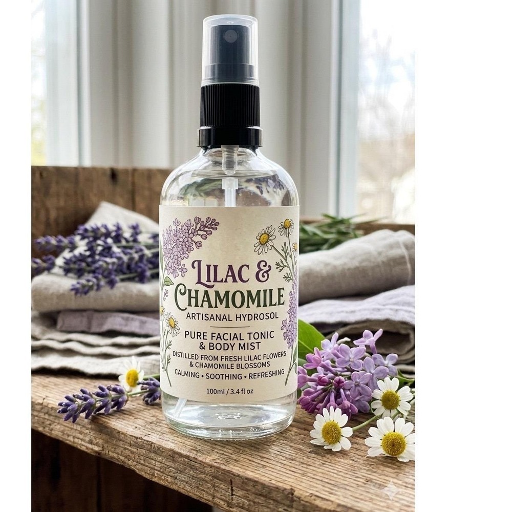 Lilac & Chamomile Artisanal Hydrosol Pure Facial Tonic Body Mist 4.9 oz